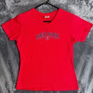 Vintage Y2K Women's Red V-Neck Medium Red Socks Center Check Top Size 8-10 Top